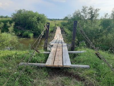 Подвесной мост на реке Кама ( Удмуртская Республика  )